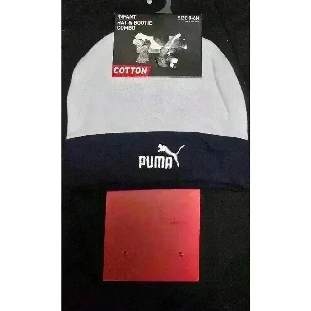 Baby Puma Hat Only 0-6M White‎ Navy